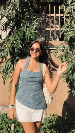 Audrey Tweed Top (Blue)