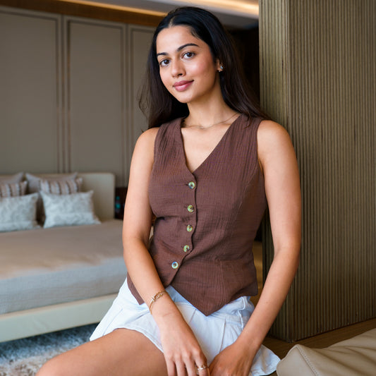 Positano vest (Chocolate Brown)