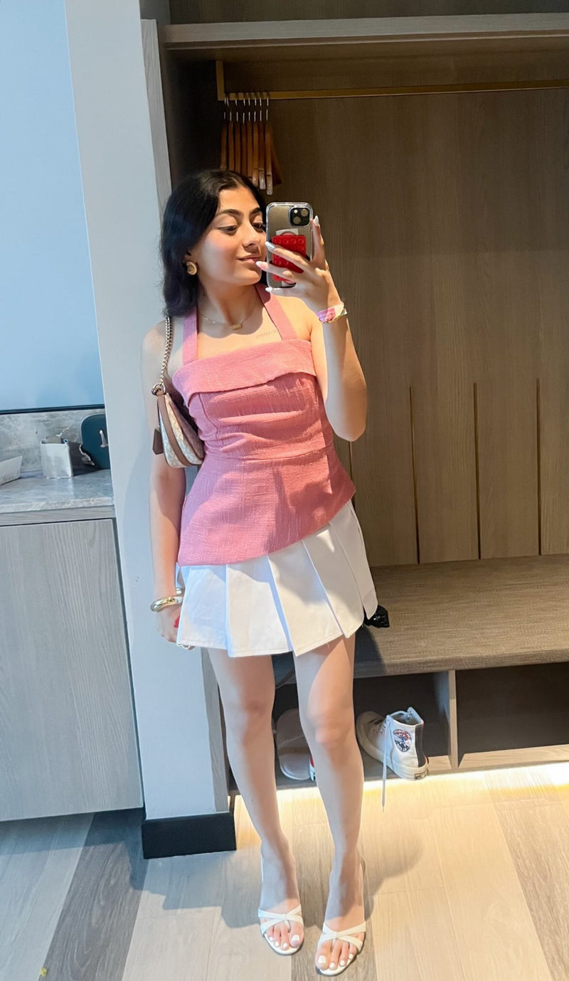 Audrey Tweed Top (Pink)