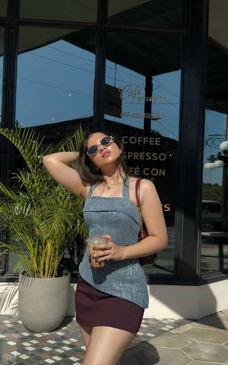 Audrey Tweed Top (Blue)