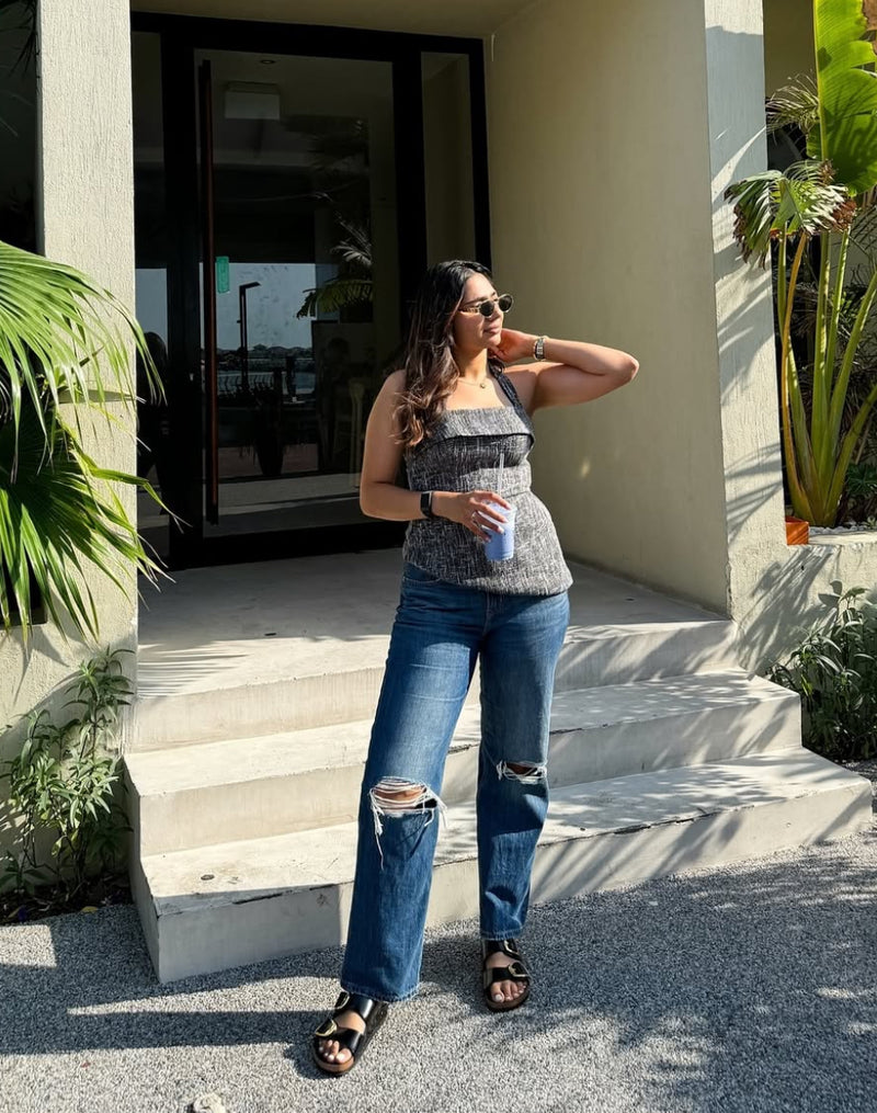 Audrey Tweed Top (Grey)